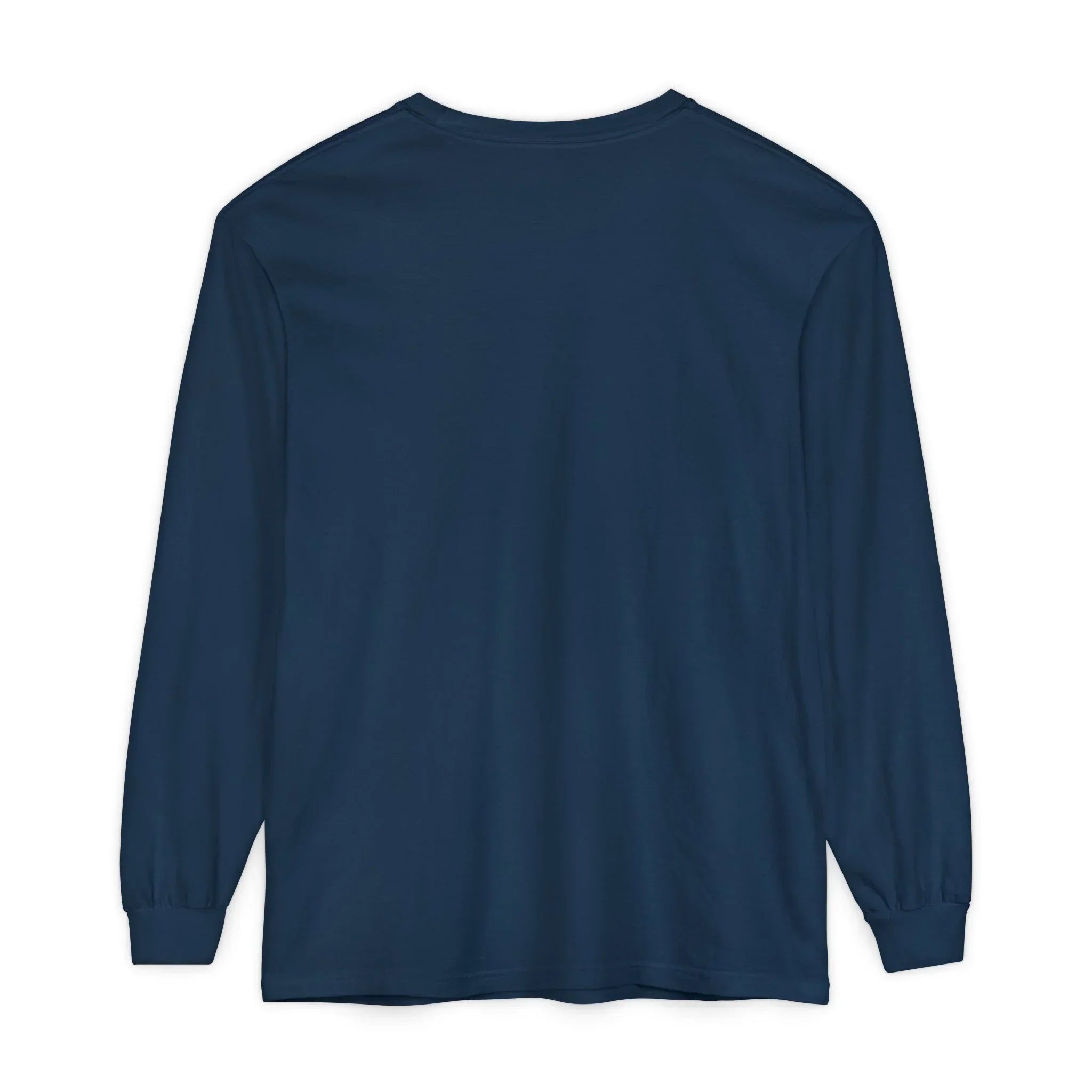 Navy blue long sleeve t-shirt with classic fit, ideal for casual wear and everyday style.
