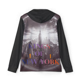 Black hoodie with 'Kings of New York' graphic and city skyline design