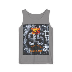 Gray tank top with bold '95' graphic, NYC flame design, and 'East Supply New Jersey' text