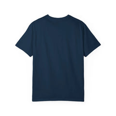 Navy blue crew neck t-shirt with clean, minimalist design for casual wear