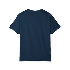 Navy blue crew neck t-shirt with clean, minimalist design for casual wear