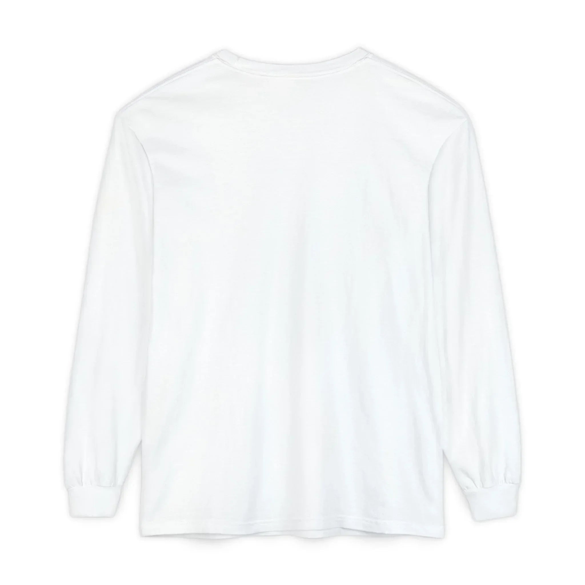 Plain white long sleeve t-shirt with classic fit and ribbed cuffs
