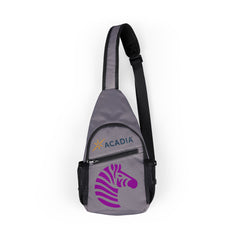 Acadia Zebra Chest Bag — Small Sling Crossbody Bag with Purple Zebra Graphic