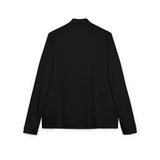 Black long sleeve shirt back view on white background, casual minimalist style
