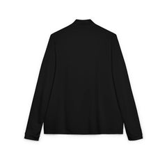 Black long sleeve shirt back view on white background, casual minimalist style