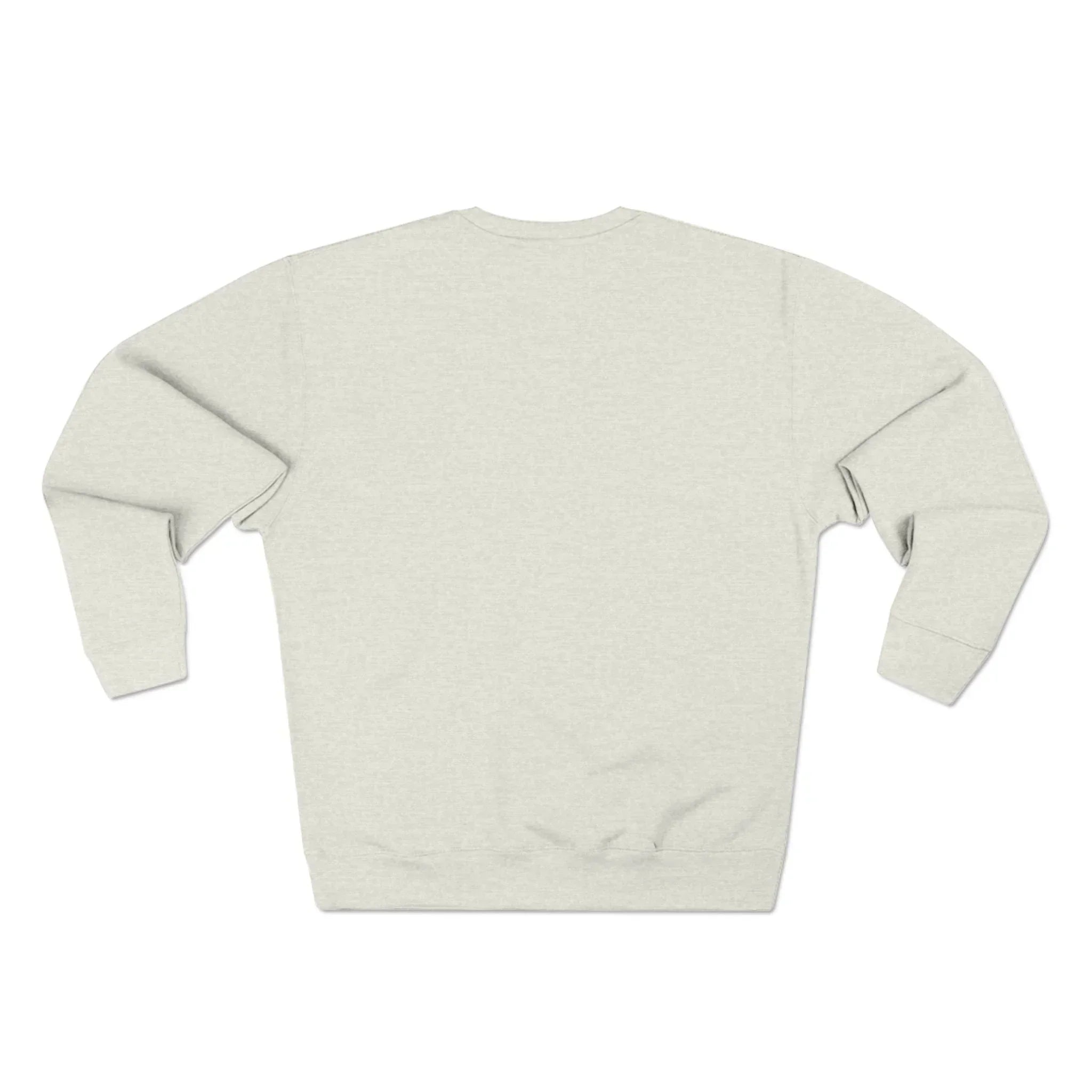 Light gray crewneck sweatshirt back view, plain design, soft fabric, casual wear
