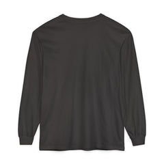 Black long sleeve hoodie with rose graphic and barcode sleeve detail, back view