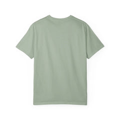 Sage green crew neck t-shirt with clean, minimalist design for casual everyday wear