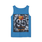 Blue tank top with NYC 95 East Supply New Jersey graphic design
