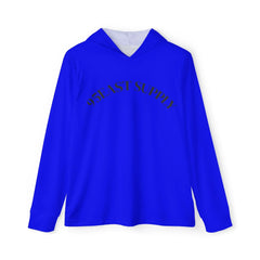 Vibrant blue long-sleeve hoodie with '95EAST SUPPLY' arched text, modern streetwear style