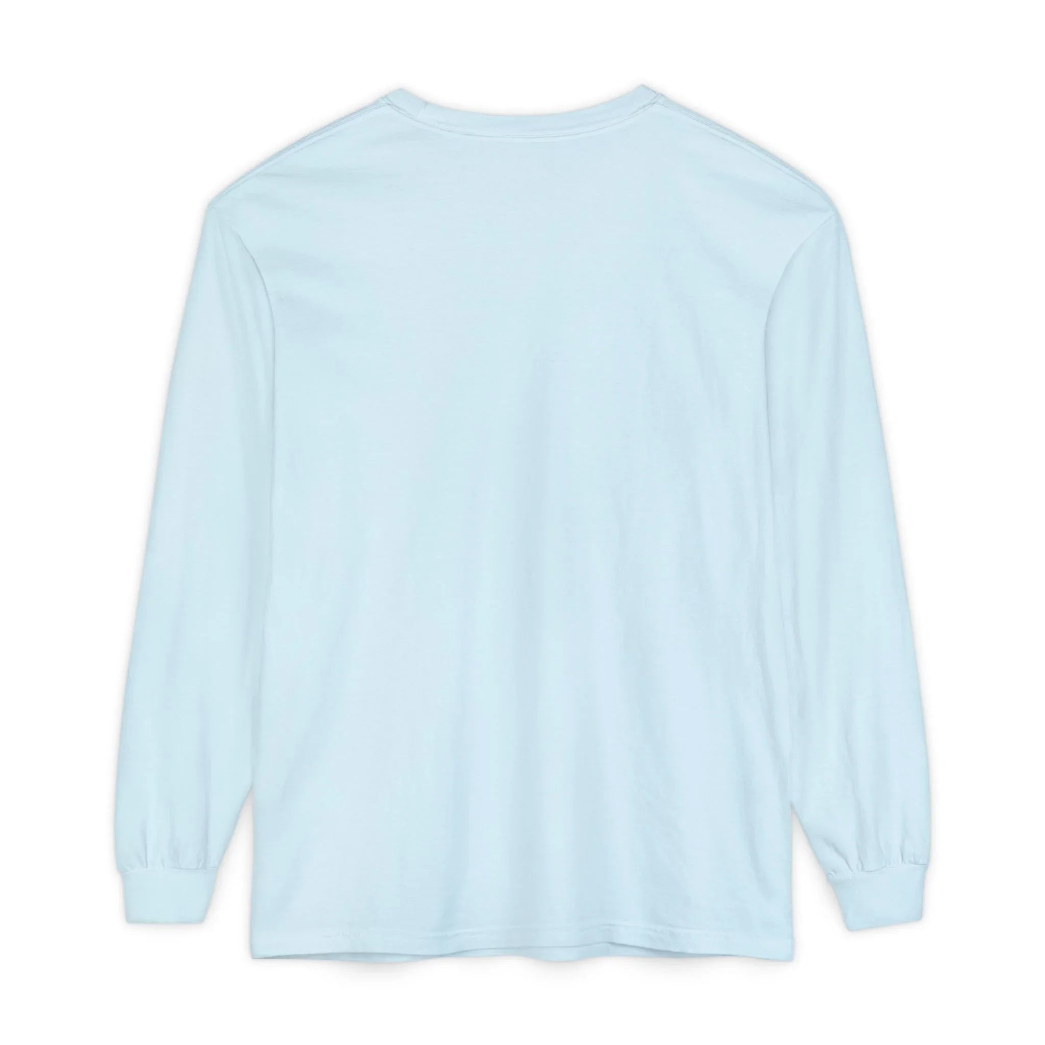 Light blue long sleeve t-shirt, minimalist design, soft cotton, casual wear, East Coast style