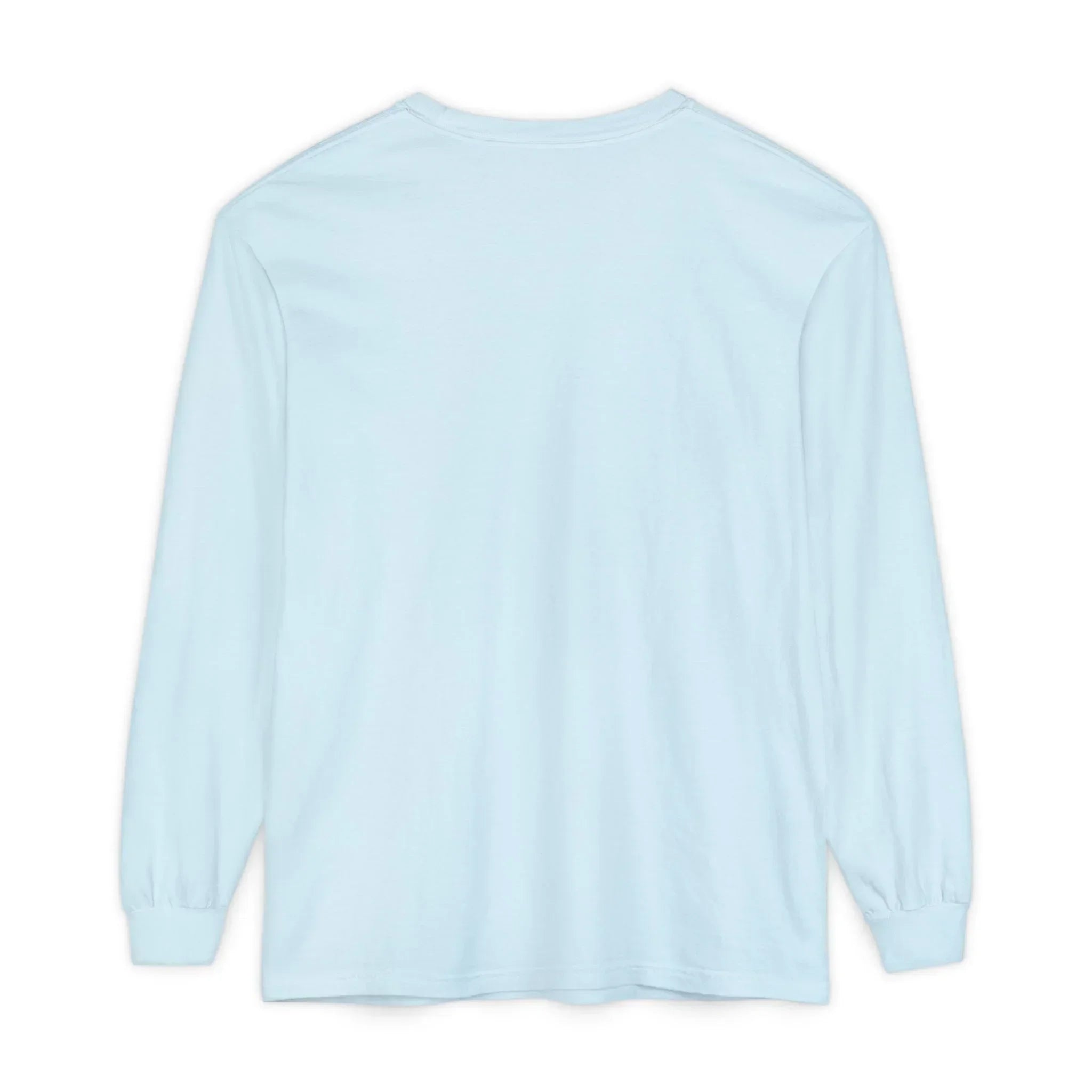 Light blue long sleeve t-shirt, minimalist design, soft cotton, casual wear, East Coast style