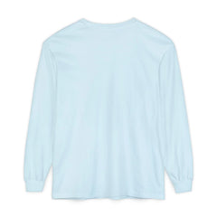 Light blue long sleeve t-shirt, minimalist design, soft cotton, casual wear, East Coast style