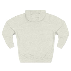 Light gray hoodie back view, plain design, no graphics or text visible
