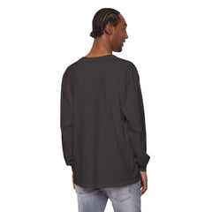 Black long sleeve hoodie with rose graphic and barcode sleeve detail, worn by model