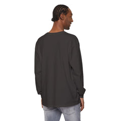 Black long sleeve hoodie with rose graphic and barcode sleeve detail, worn by model