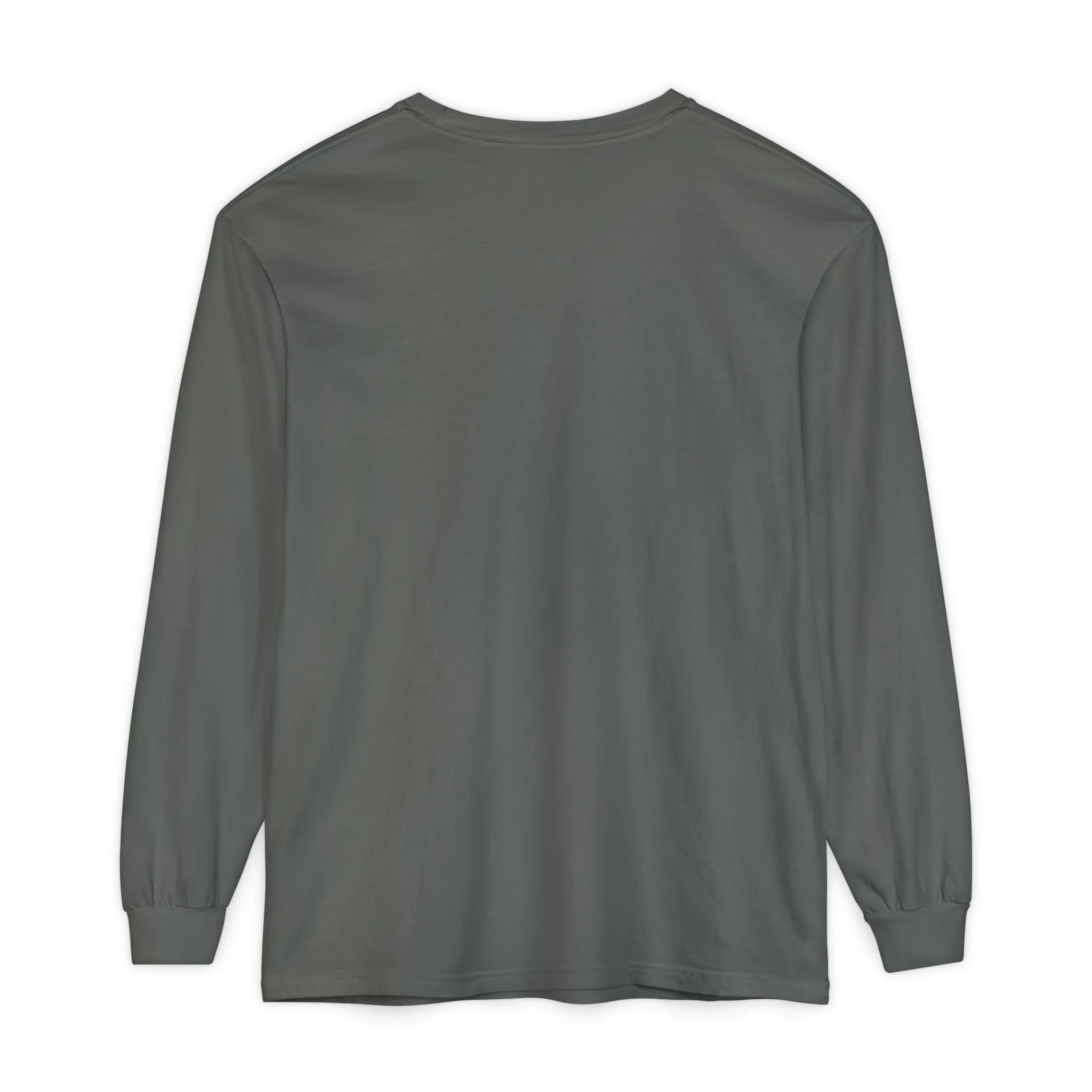Dark gray long sleeve t-shirt with classic fit, ideal for casual everyday wear and layering.