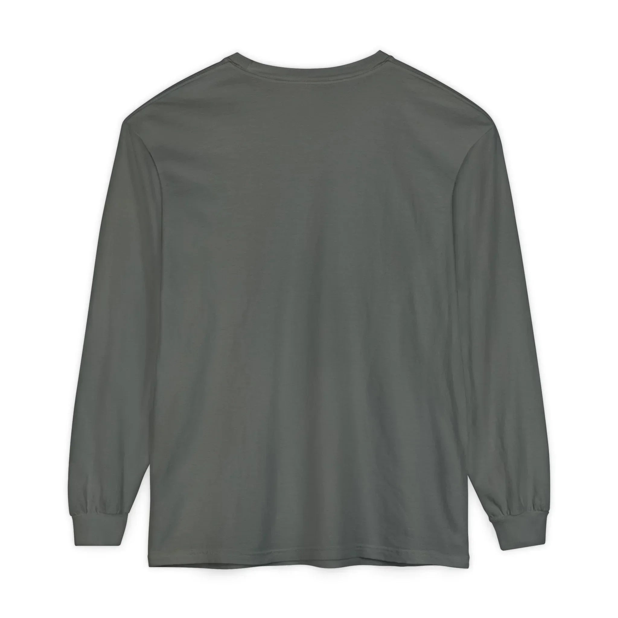 Dark gray long sleeve t-shirt with classic fit, ideal for casual everyday wear and layering.