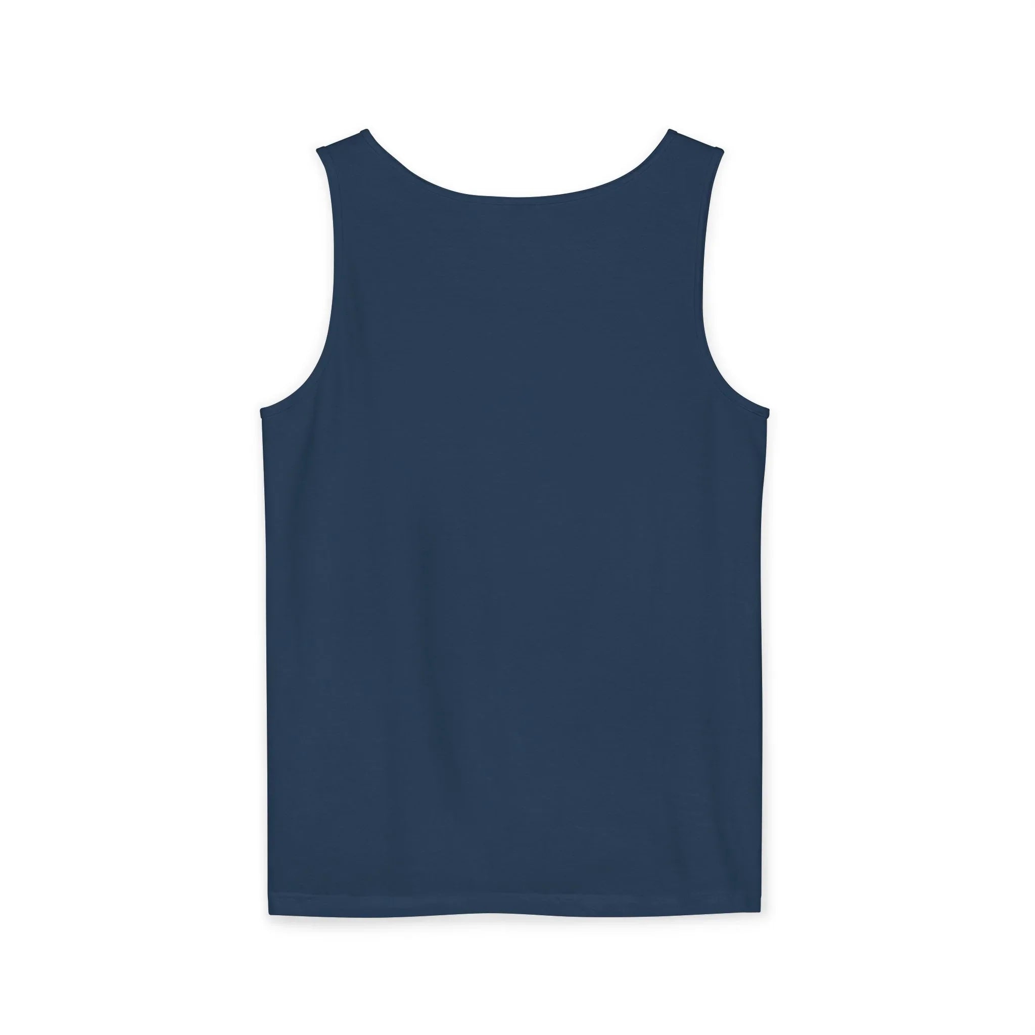 Navy blue sleeveless tank top with clean, modern design for casual wear