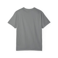 Gray t-shirt back view, minimalist design for everyday wear