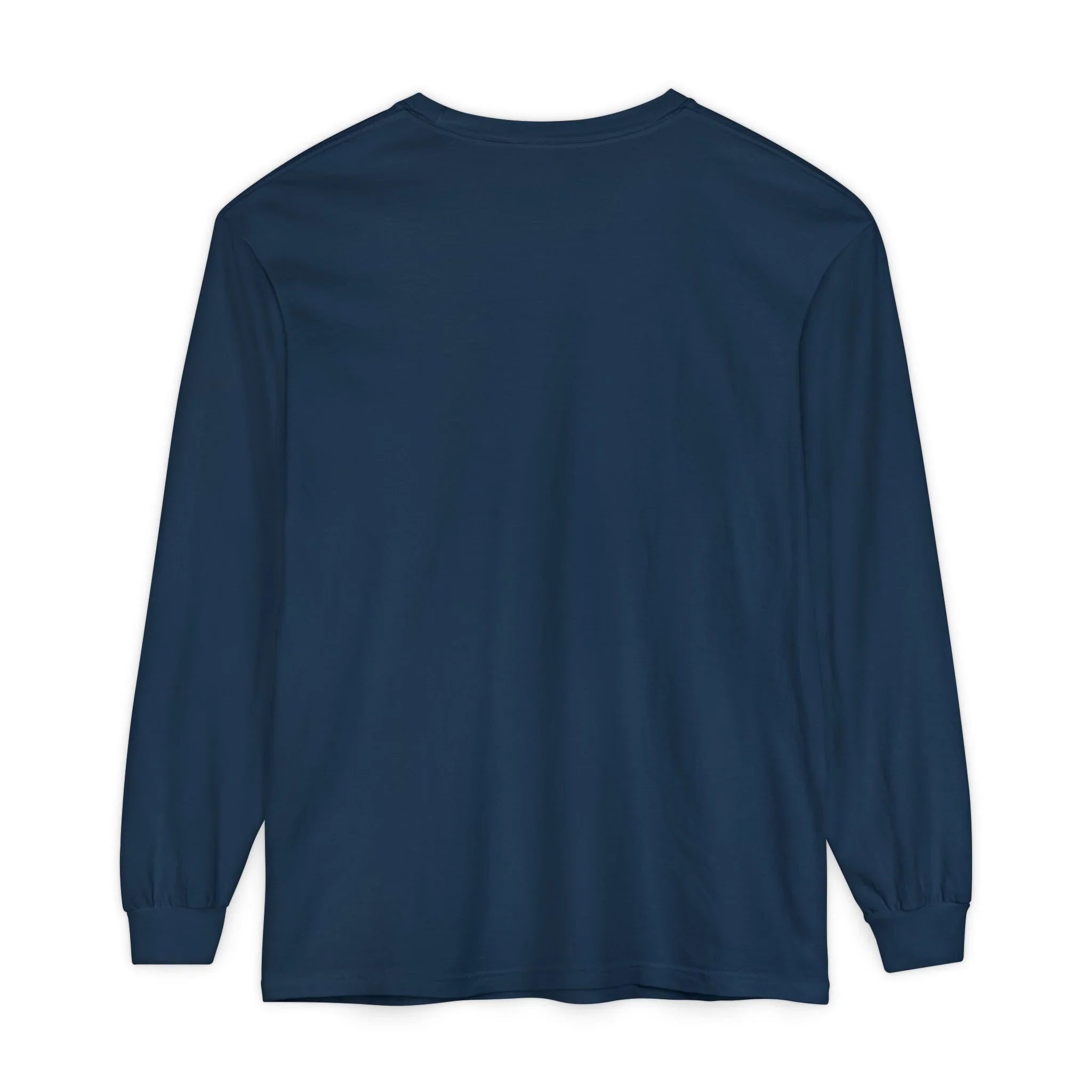 Navy blue long sleeve t-shirt with classic fit, ideal for casual wear and everyday style.