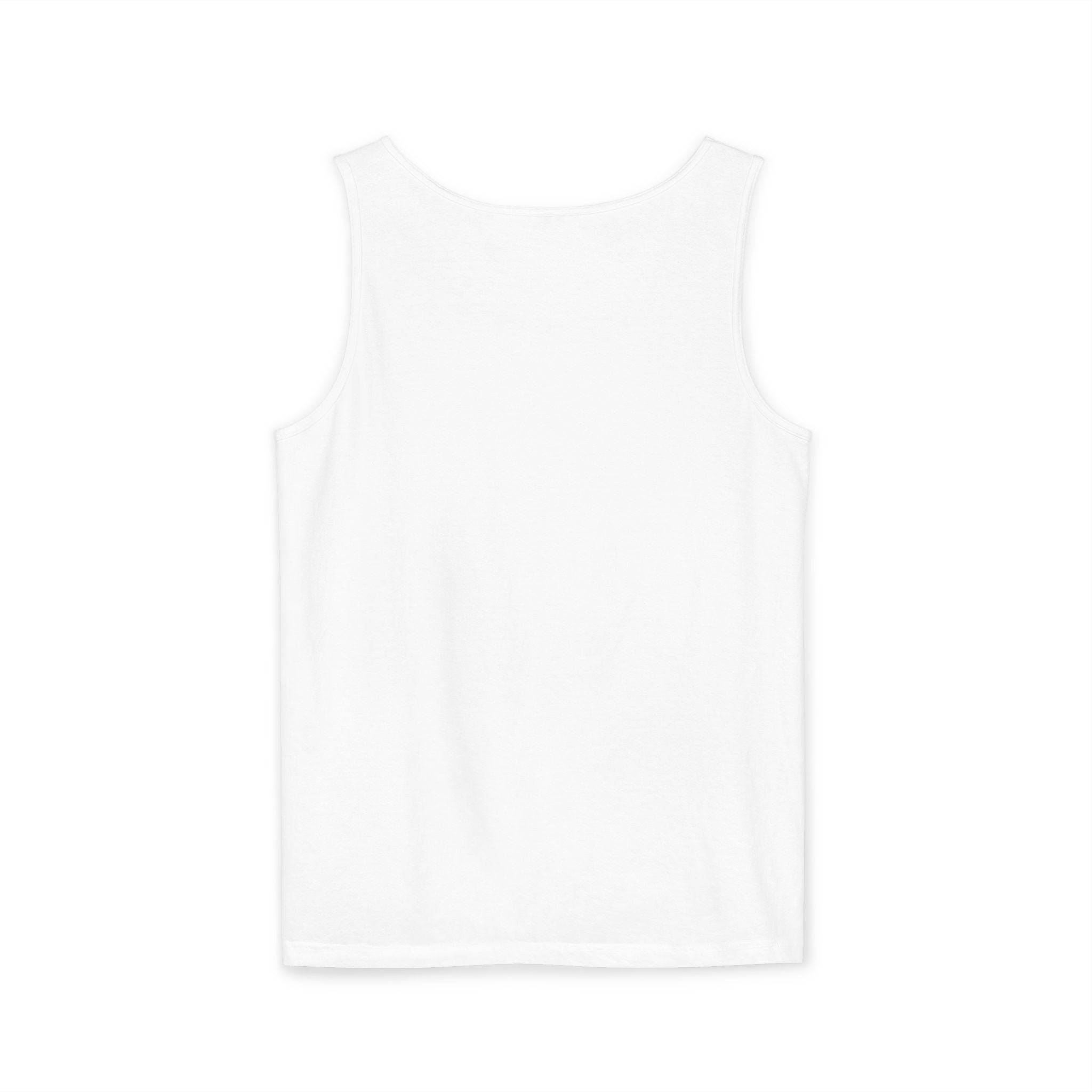 plain white cotton tank top back view on white background