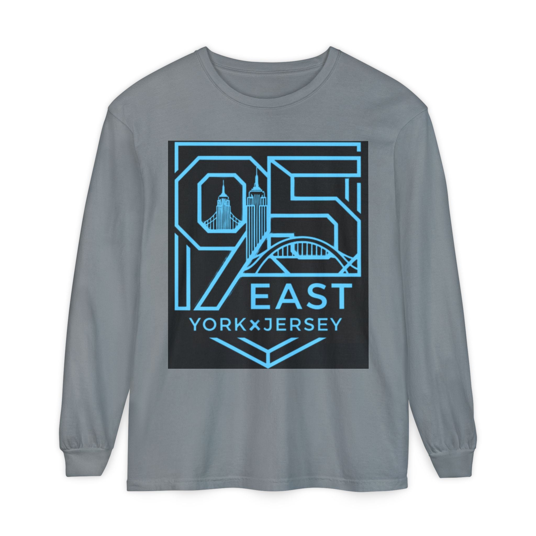 1975 East York x Jersey Long Sleeve Tee — Retro City Skyline Graphic