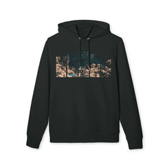 Black hoodie with underwater coral reef print, modern design for East Coast lifestyle