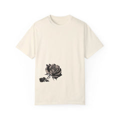 Cream t-shirt with black rose graphic design