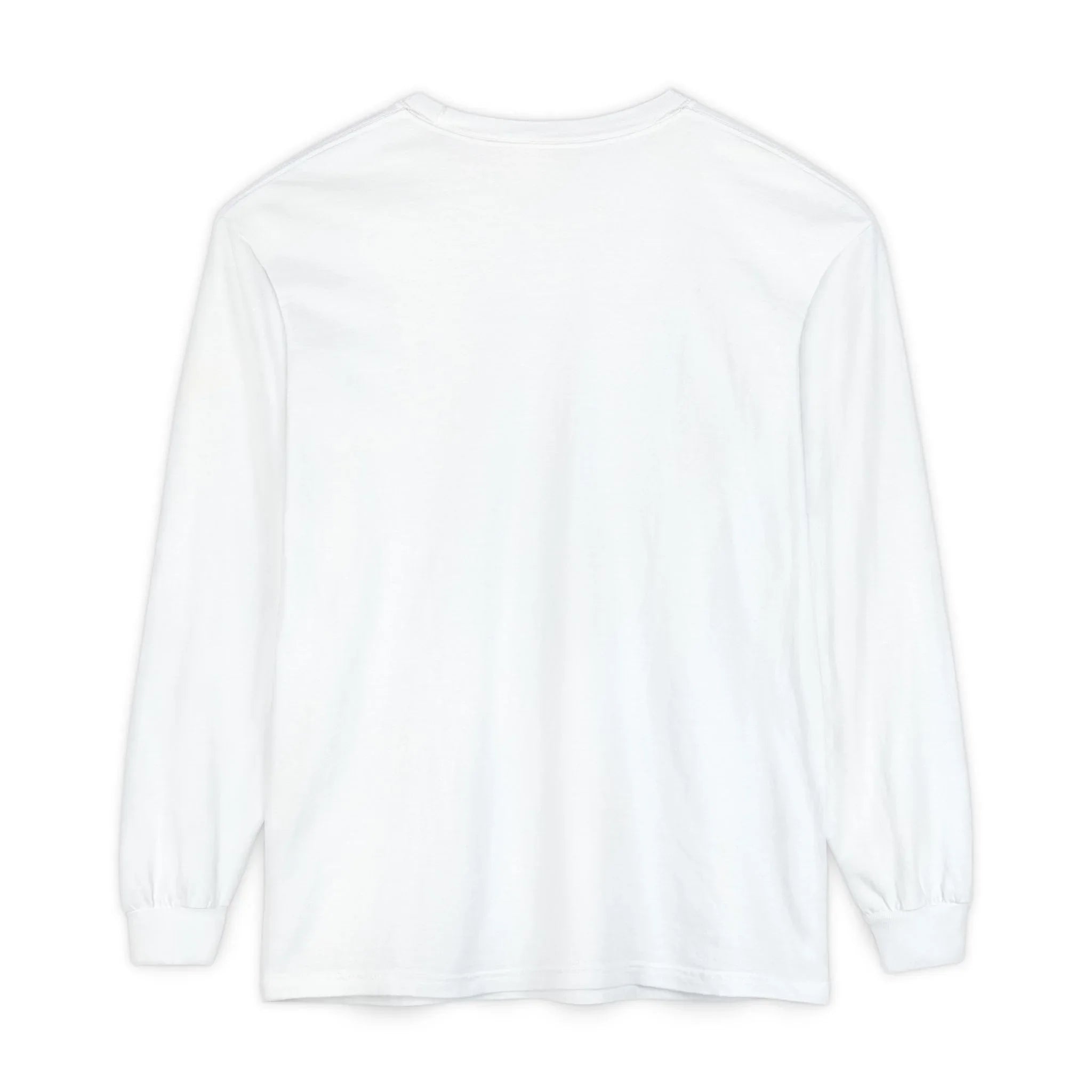 Plain white long sleeve t-shirt with classic fit and ribbed cuffs