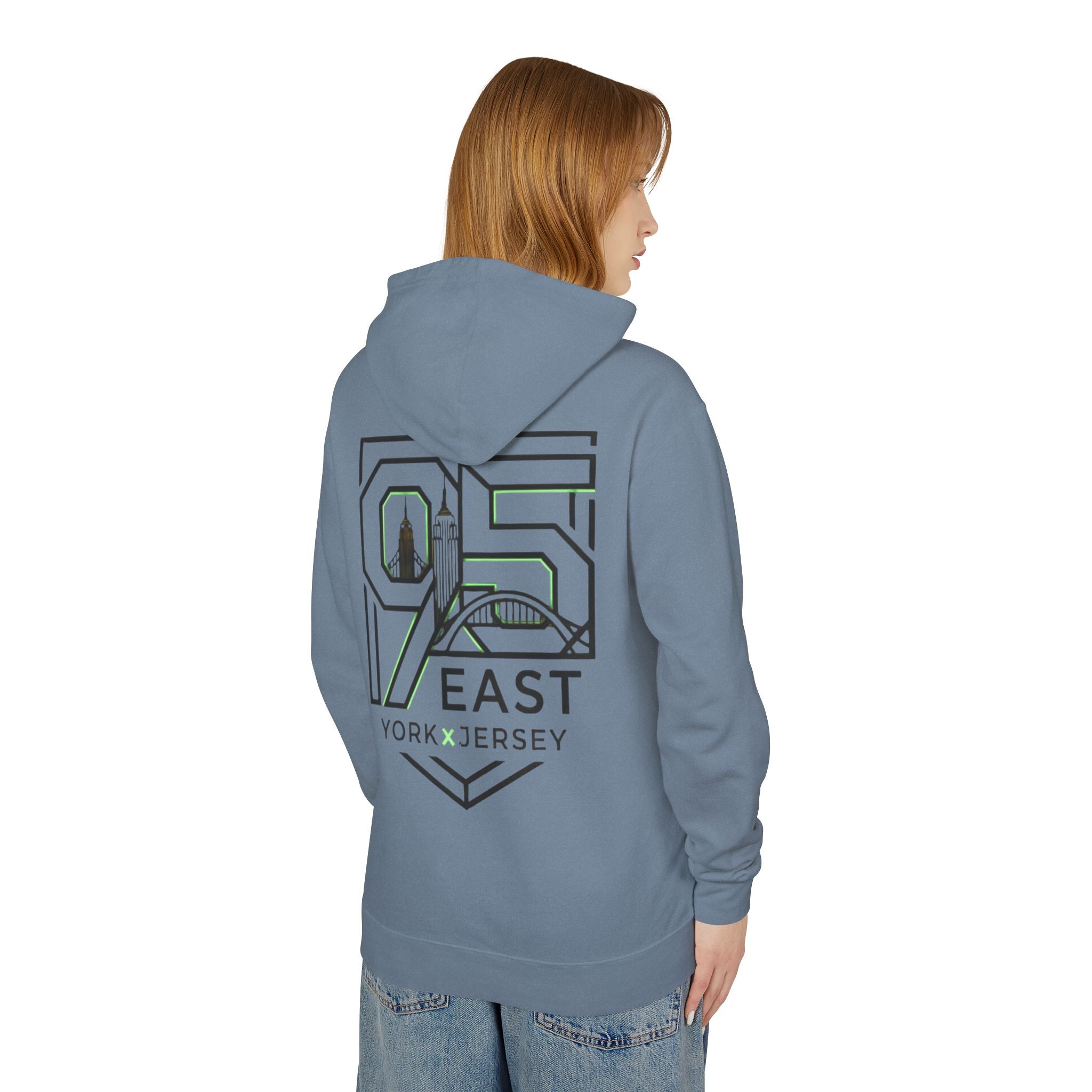 Tri-State YorkxJersey Skyline Hoodie- Embroidered 95EAST NYC–NJ Connection