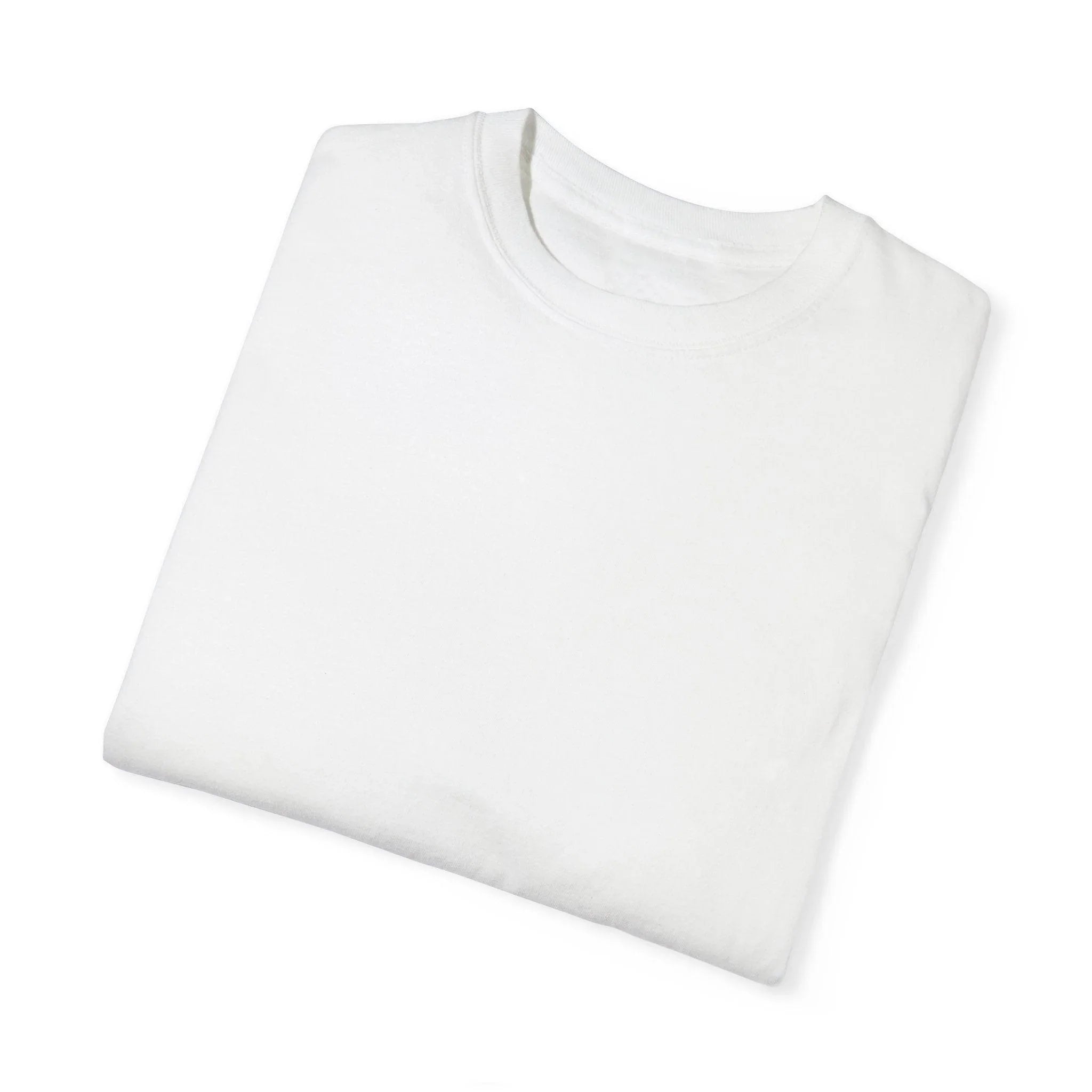 Crisp white crewneck t-shirt folded neatly, minimalist design for everyday wear