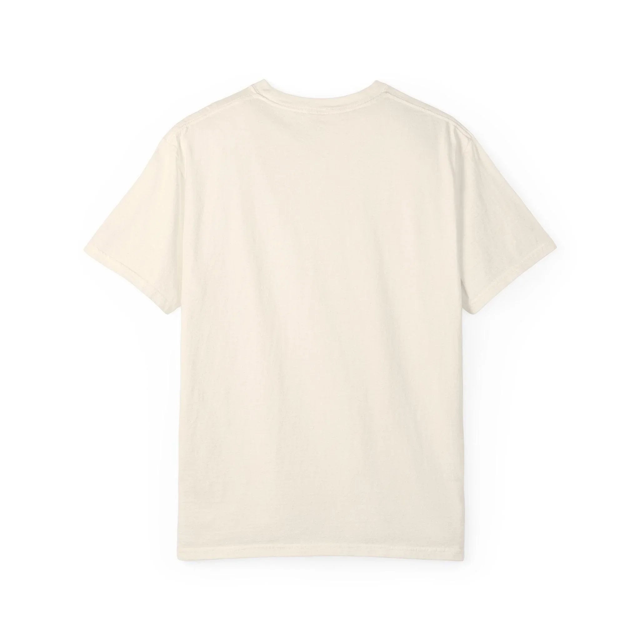 Cream cotton t-shirt back view, minimalist design for everyday wear