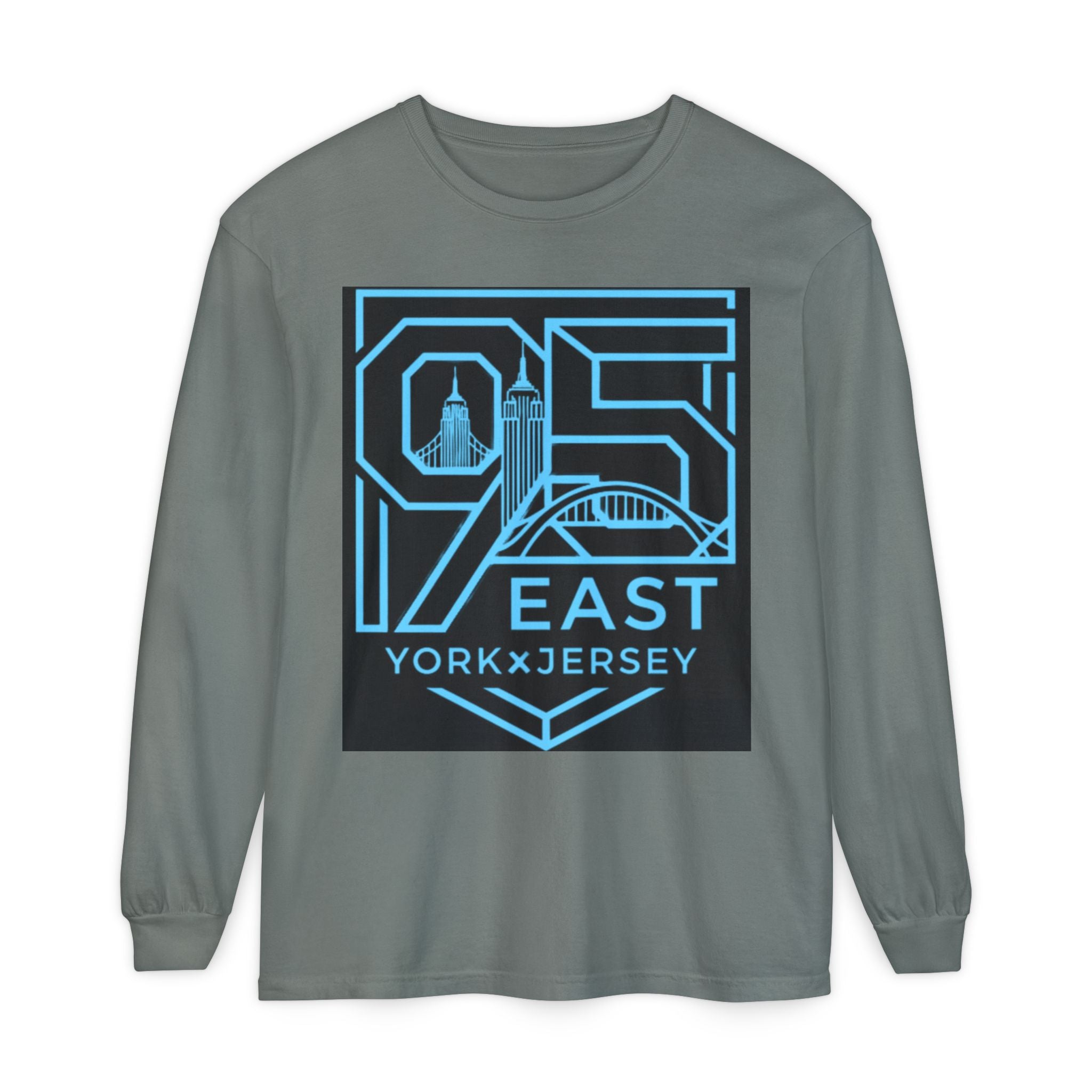 1975 East York x Jersey Long Sleeve Tee — Retro City Skyline Graphic