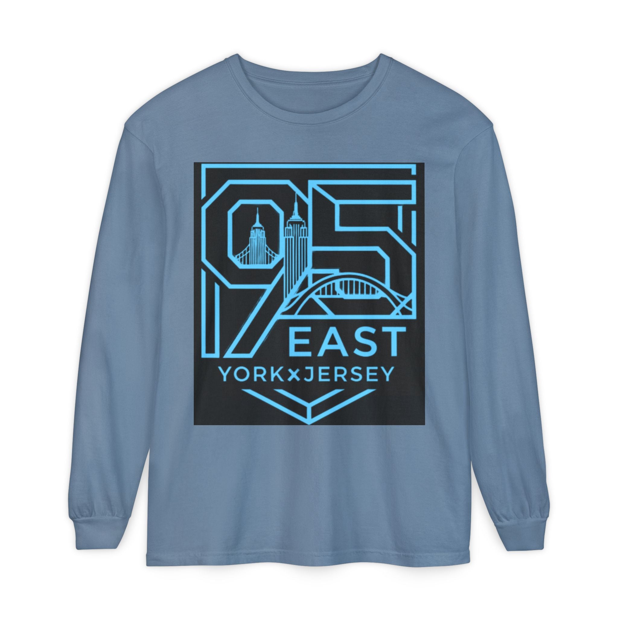 1975 East York x Jersey Long Sleeve Tee — Retro City Skyline Graphic