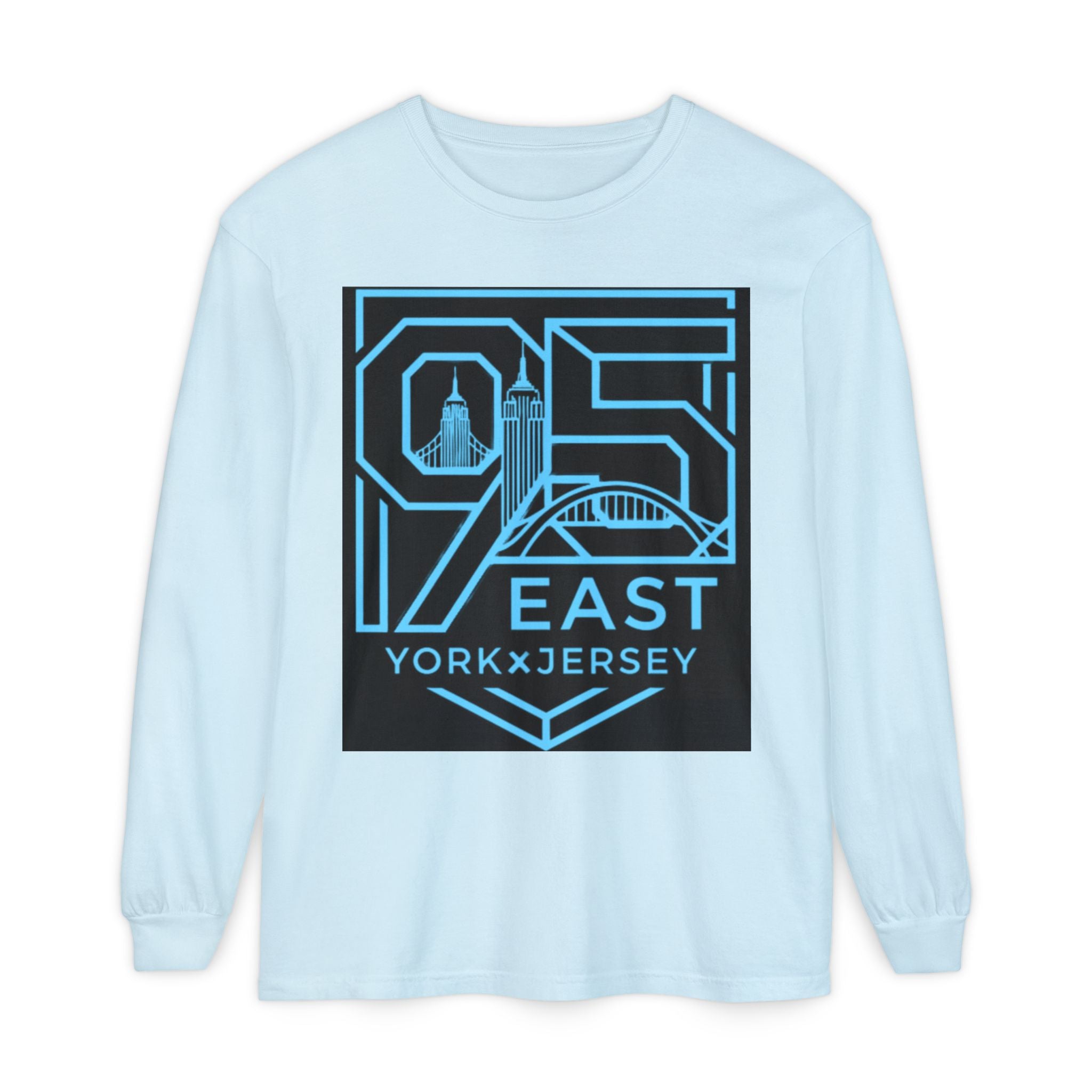 1975 East York x Jersey Long Sleeve Tee — Retro City Skyline Graphic